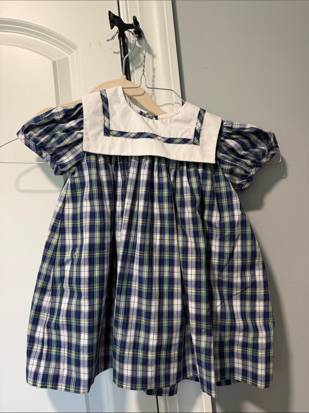 The Beaufort Bonnet Company Navy, Green & White Plaid Sailor Dress